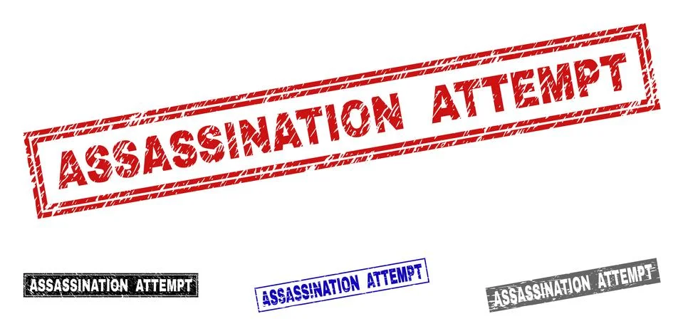 Grunge ASSASSINATION ATTEMPT Textured Rectangle Stamp Seals Stock Illustration