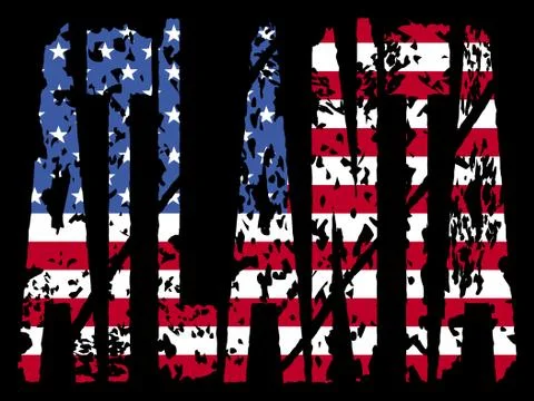 Grunge Atlanta text with American flag illustration Stock Illustration