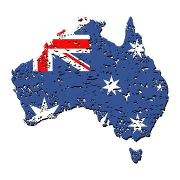 Grunge australia map flag with shadow illustration Stock Illustration