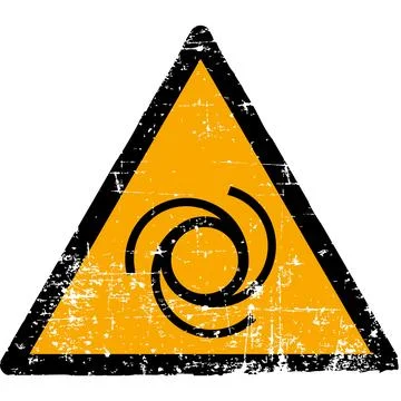 Grunge automatic start up warning sign worn scratched ISO 7010 W018 hazard Stock Illustration