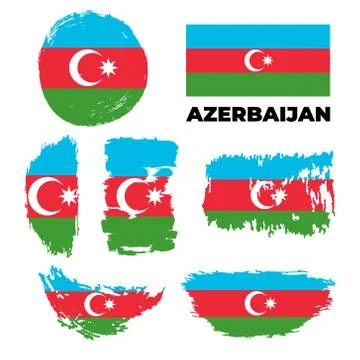 Grunge Azerbaijan flags set. Vector stock illustration Stock Illustration