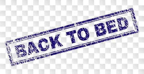 Grunge BACK TO BED Rectangle Stamp Stock Illustration