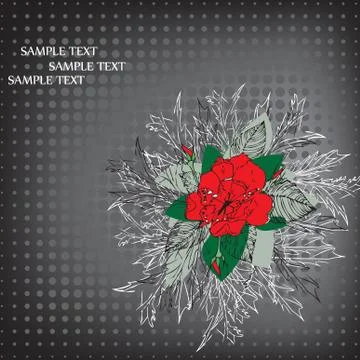 Grunge backdrop with a red rose 库存插图