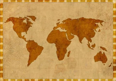 Grunge background - ancient map of the world Stock Illustration
