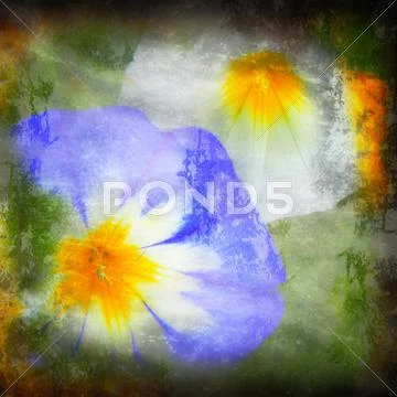 Grunge background bellflowes Stock Photos