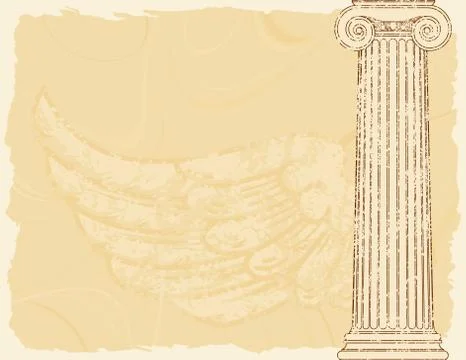Grunge background with a column and a wing Иллюстрация