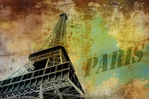 Grunge background Eiffel tower on grunge background Copyright: xZoonar.com... 写真素材