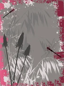 Grunge background with flowers Stock Illustration