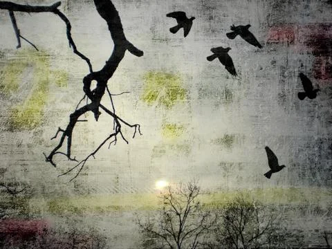 Grunge background with illustration Stock Illustration