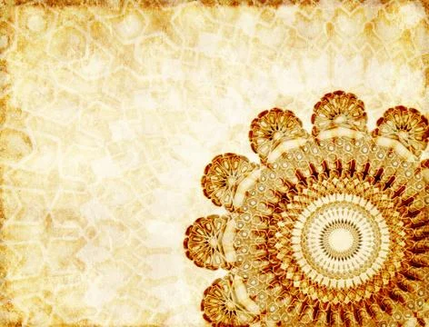 Grunge background with paper texture and floral ornament in Moroccan style Stock Illustration