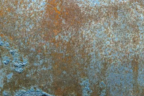 Grunge background: rust on old painted metal surface, corrosion of steel, ton Stock Photos