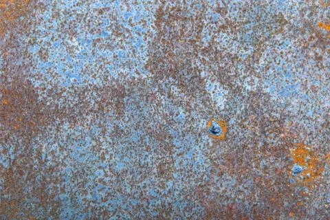 Grunge background: rust on old painted metal surface, corrosion of steel, ton Stock Photos