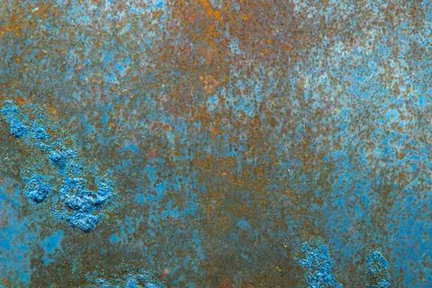 Grunge background: rust on old painted metal surface, corrosion of steel, ton Stock Photos