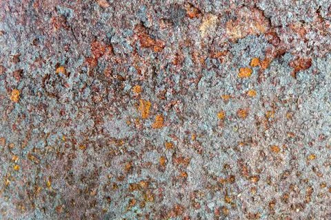Grunge background: rust on old painted metal surface, corrosion of steel, ton Stock Photos