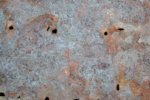 Grunge background: rust on old painted metal surface, corrosion of steel, ton Stock Photos