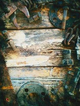 Grunge background rusty tools Wood Tool Rust Stock Photos