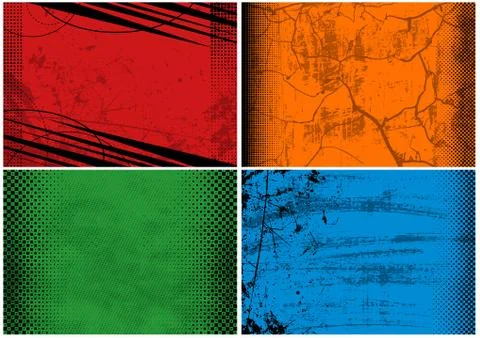 Grunge Background with Texture and Halftone Set Stock Illustration