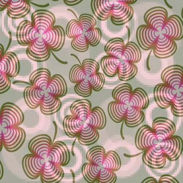 Grunge background tile with clover leafs on pixelated area Stock Illustration