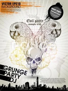 Grunge banner with an inky dribble strip with copy space. Stock Illustration