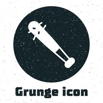 Grunge Baseball bat with nails icon isolated on white background. Violent weapon Ilustración de archivo