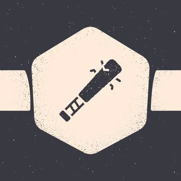 Grunge Baseball bat with nails icon isolated on grey background. Violent weapon Ilustración de archivo