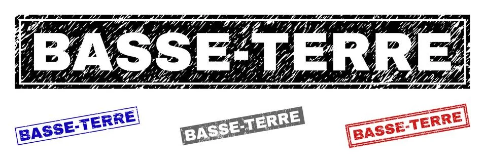 Grunge BASSE-TERRE Textured Rectangle Stamp Seals Stock Illustration
