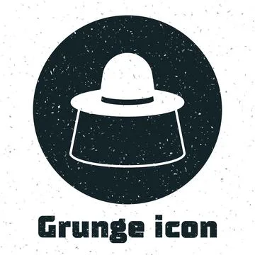 Grunge Beekeeper with protect hat icon isolated on white background. Special Stock Illustration