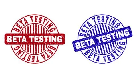 Grunge BETA TESTING Textured Round Stamp Seals Illustrazione stock