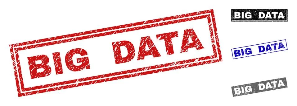 Grunge BIG DATA Scratched Rectangle Stamp Seals Stock Illustration