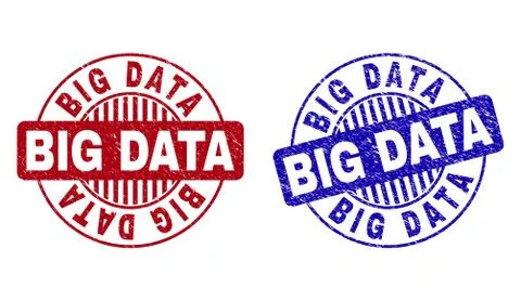 Grunge BIG DATA Scratched Round Stamps Stock Illustration