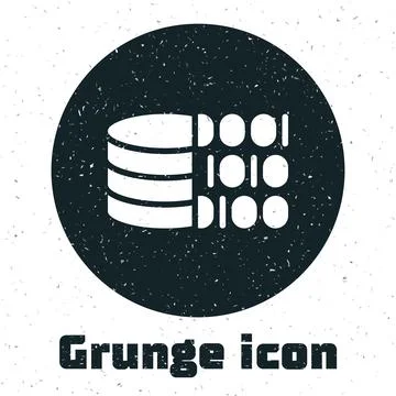 Grunge Binary code icon isolated on white background. Monochrome vintage drawing Stock Illustration