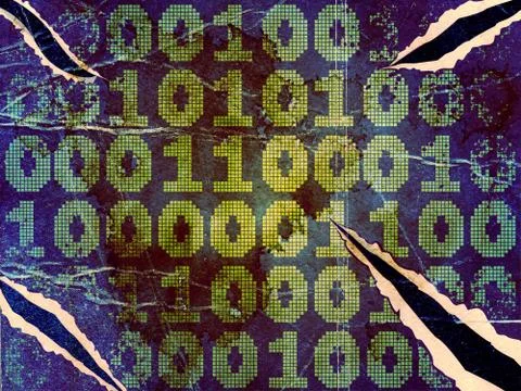 Grunge Binary Computer Code Foto stock