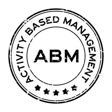 Grunge black ABM Activity Based Management word round rubber seal stamp on wh Stock Illustration