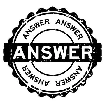 Grunge black answer word round rubber seal stamp on white background Stock Illustration