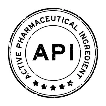 Grunge black API Active Pharmaceutical Ingredient word round rubber seal st.. イラスト素材