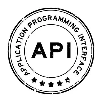 Grunge black API Application programming interface  word round rubber seal .. Stock Illustration