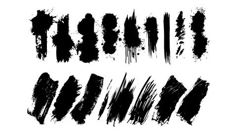 Grunge black brush strokes vector set illustration. Art paintbrush art and .. Stock Illustration