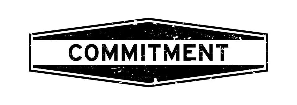 Grunge black commitment word hexagon rubber seal stamp on white background 스톡 일러스트