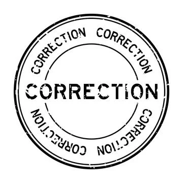 Grunge black correction word round rubber seal stamp on white background Illustrazione stock