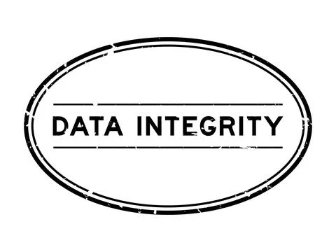 Grunge black data integrity word oval rubber seal stamp on white background 스톡 일러스트