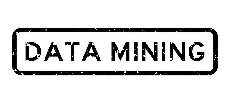 Grunge black data mining word square rubber seal stamp on white background Stock Illustration