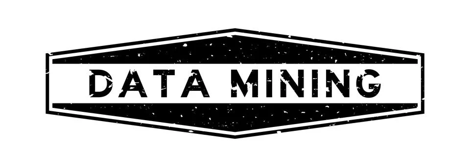 Grunge black data mining word hexagon rubber seal stamp on white background Illustrazione stock