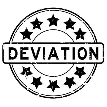 Grunge black deviation word with star icon round rubber seal stamp on white b Stock Illustration