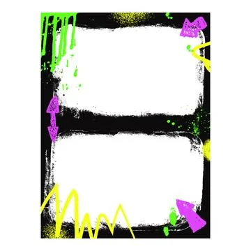 Grunge black double frame template with arrow and aerosol paint. Graffiti spray 库存插图