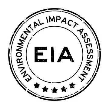 Grunge black EIA Environmental Impact Assessment word round rubber seal stamp Stock Illustration