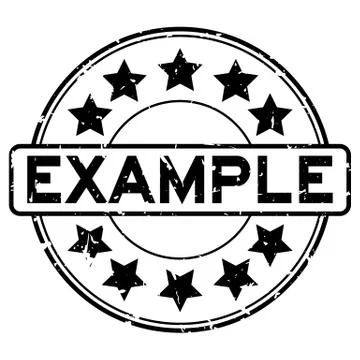 Grunge black example word with star icon round rubber seal stamp on white bac 스톡 일러스트