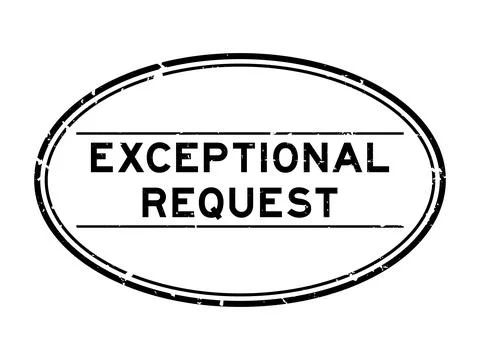 Grunge black exceptional request word oval rubber stamp in white background Illustrazione stock