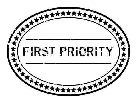 Grunge black first priority word oval rubber seal stamp on white background Stock Illustration