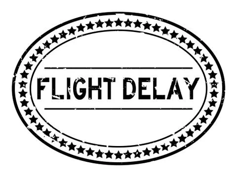 Grunge black flight delay word oval rubber seal stamp on white background Stock Illustration