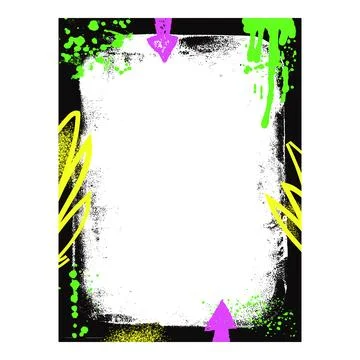 Grunge black frame template with arrow and aerosol paint. Graffiti spray art Stock Illustration